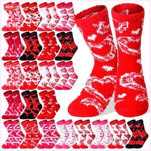 Fuzzy Slipper Socks with Grip Soft Fluffy Cozy Valentine's Day Gift Set